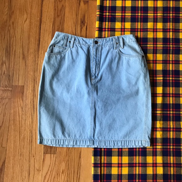Vintage Dresses & Skirts - Vintage 90’s Light Wash Denim Mini Skirt LizSport